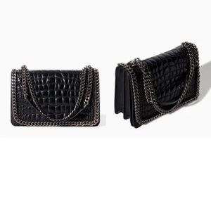 Zara quilted croc and leather shoulder bag